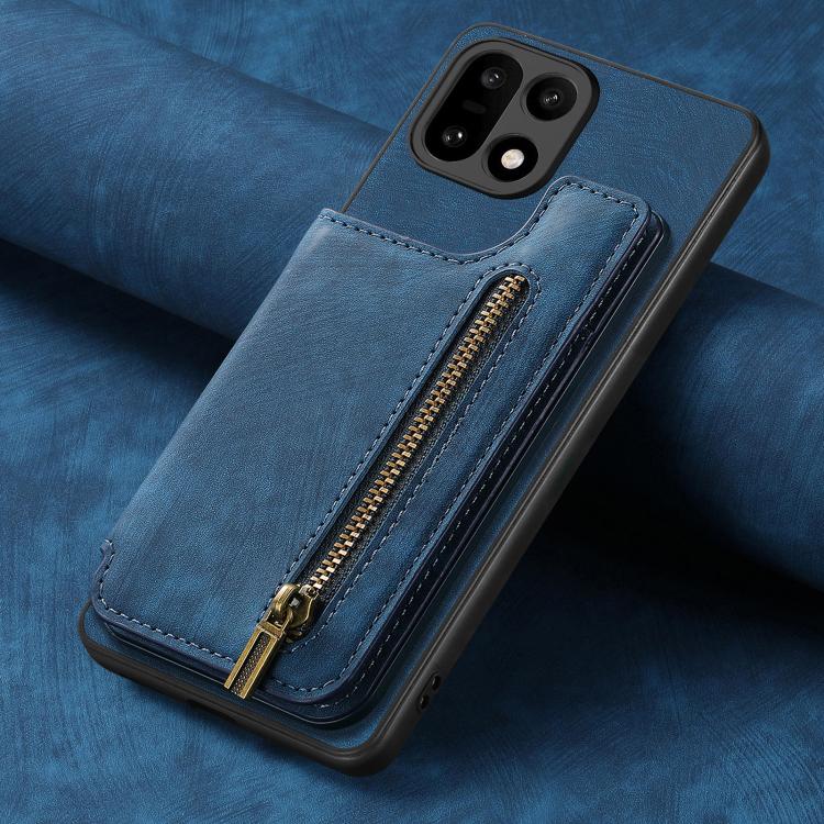 For OnePlus 15 Retro Leather Zipper Wallet Back Phone Case