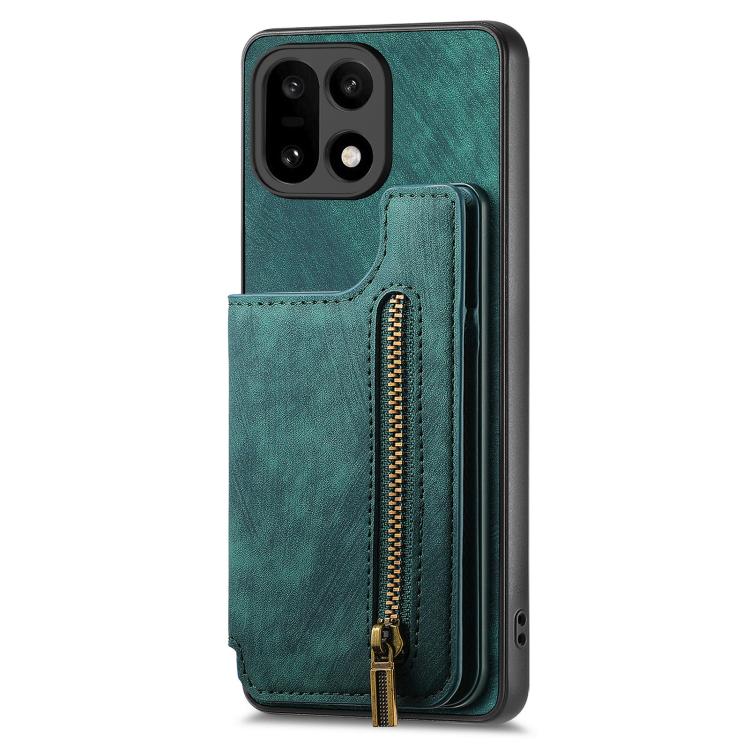 For OnePlus 15 Retro Leather Zipper Wallet Back Phone Case