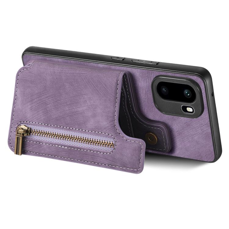 For OnePlus Ace 6 / 6T / 15R Retro Leather Zipper Wallet Back Phone Case