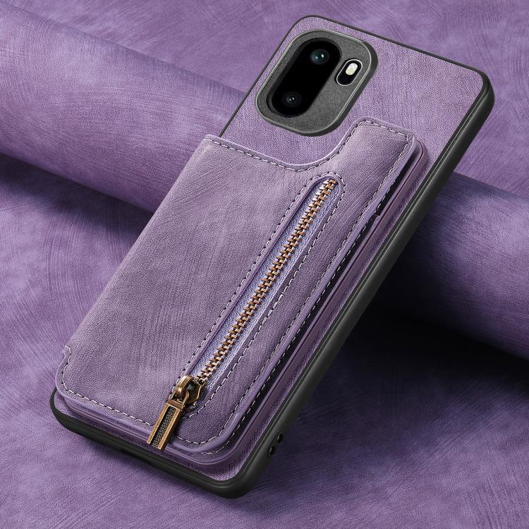 For OnePlus Ace 6 / 6T / 15R Retro Leather Zipper Wallet Back Phone Case