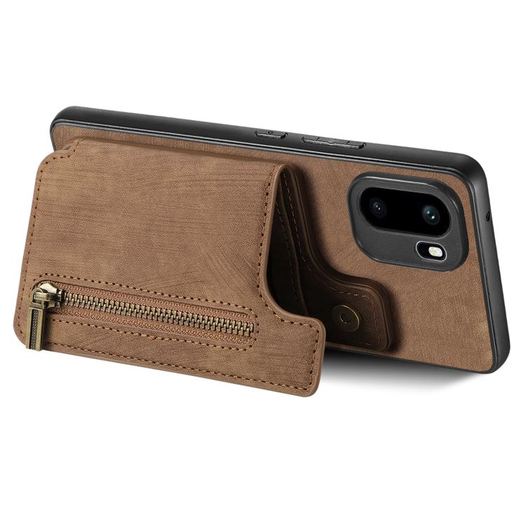 For OnePlus Ace 6 / 6T / 15R Retro Leather Zipper Wallet Back Phone Case