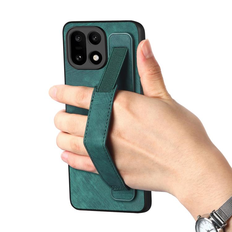 For OnePlus 15 Retro Wristband Holder Leather Back Phone Case