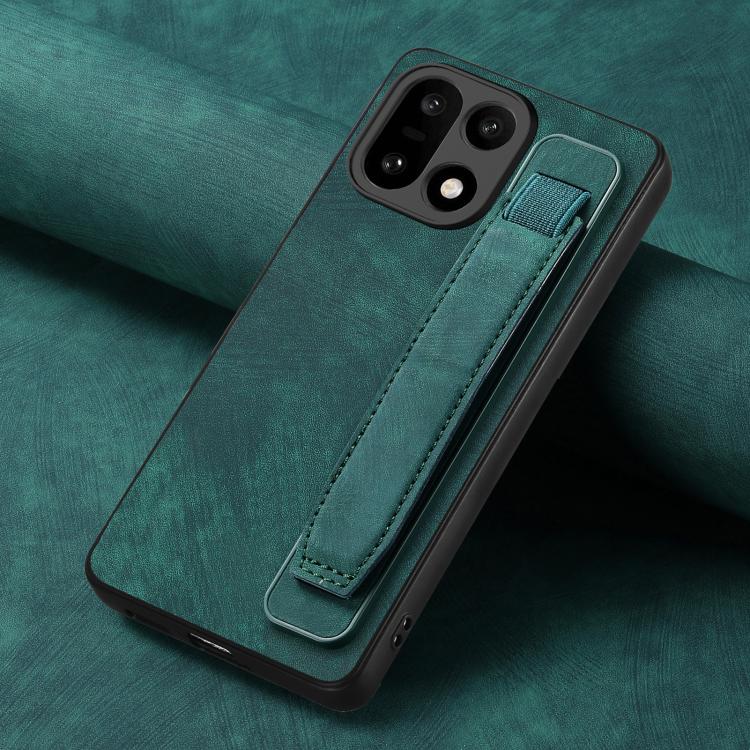 For OnePlus 15 Retro Wristband Holder Leather Back Phone Case