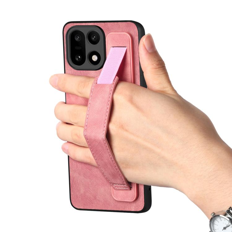 For OnePlus 15 Retro Wristband Holder Leather Back Phone Case