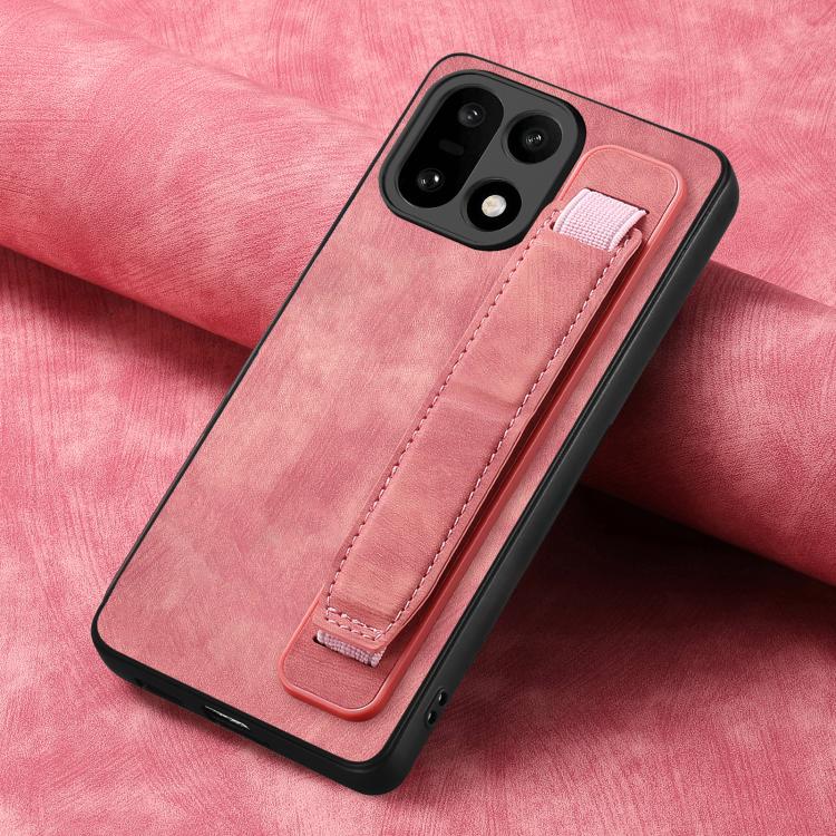 For OnePlus 15 Retro Wristband Holder Leather Back Phone Case