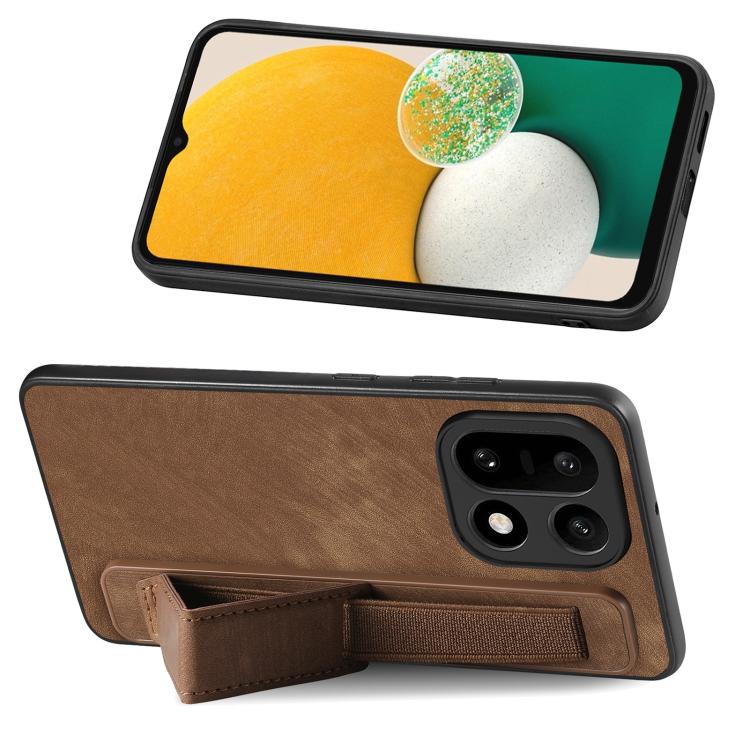 For OnePlus 15 Retro Wristband Holder Leather Back Phone Case