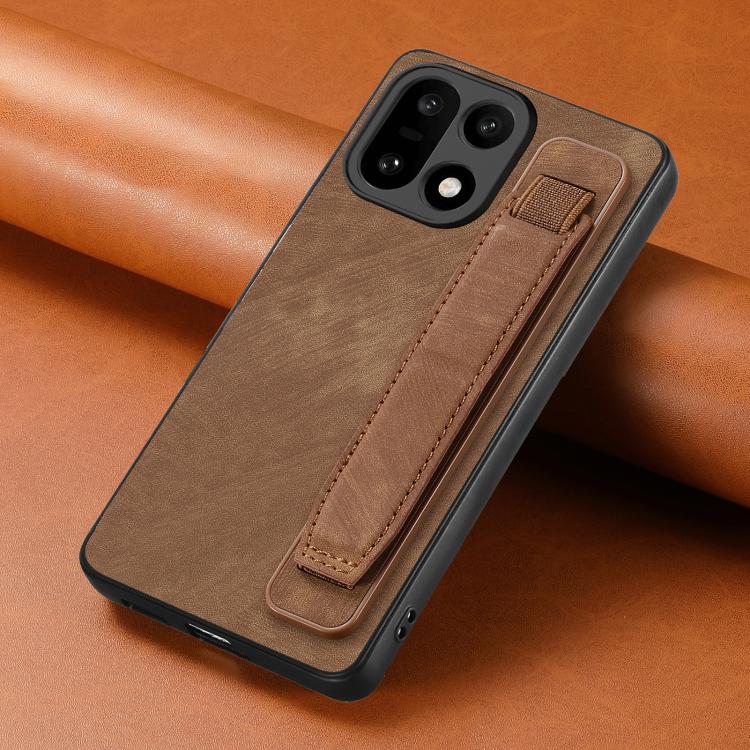 For OnePlus 15 Retro Wristband Holder Leather Back Phone Case