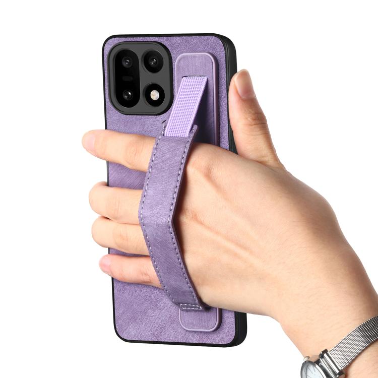 For OnePlus 15 Retro Wristband Holder Leather Back Phone Case