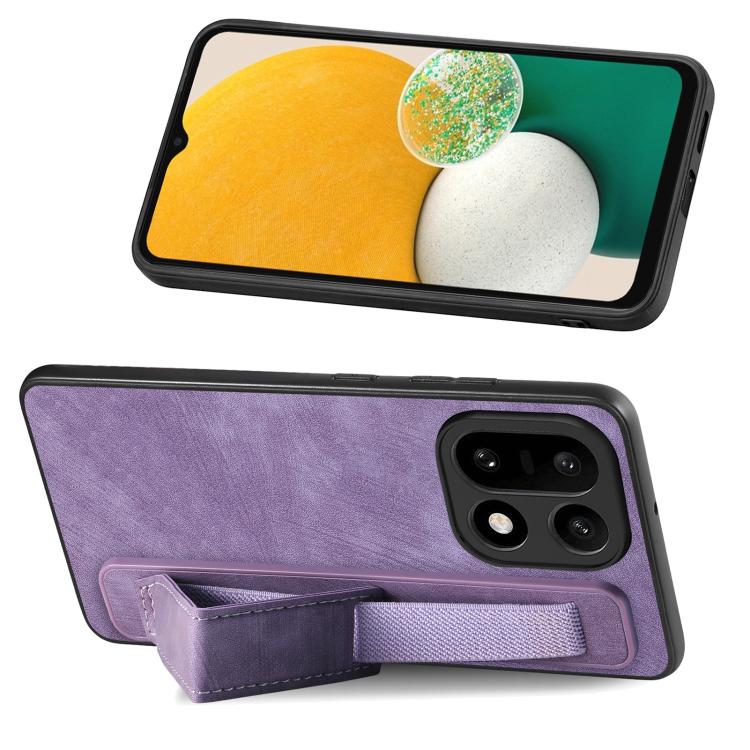 For OnePlus 15 Retro Wristband Holder Leather Back Phone Case