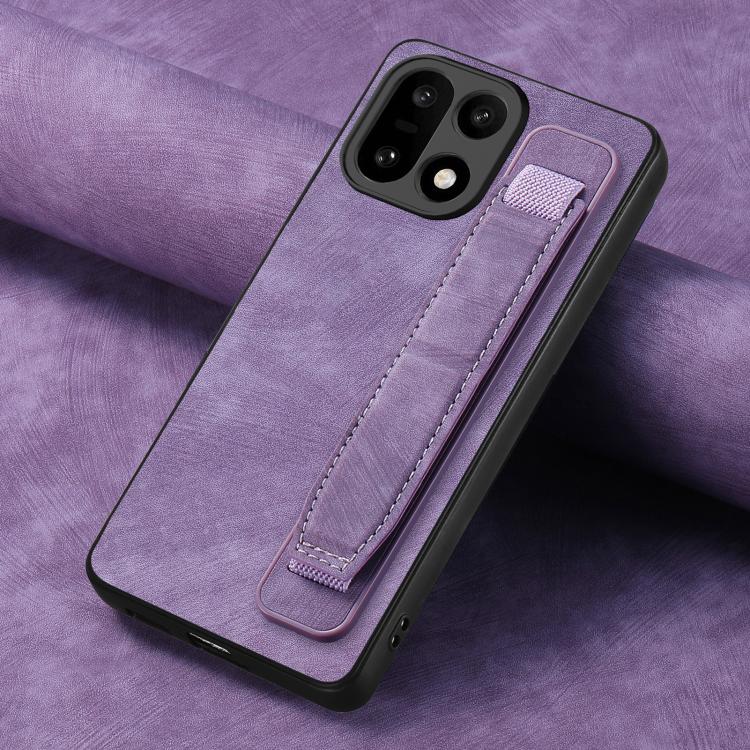 For OnePlus 15 Retro Wristband Holder Leather Back Phone Case