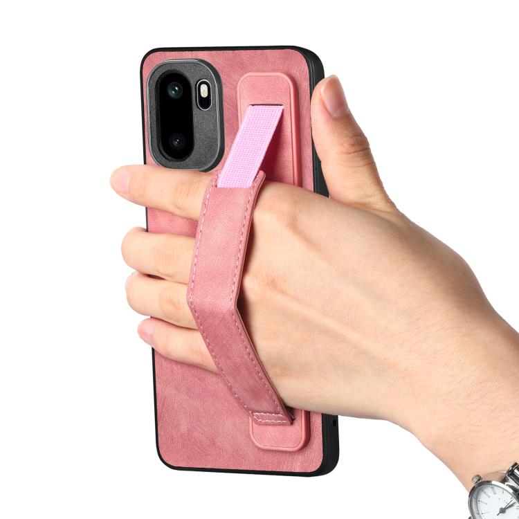 For OnePlus Ace 6 / 6T / 15R Retro Wristband Holder Leather Back Phone Case