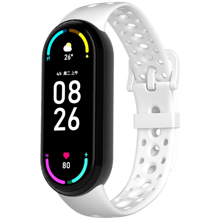 For Xiaomi Smart Band 10 / 9 / 8 Matching Color Pin Buckle Round Holes Silicone Watch Band
