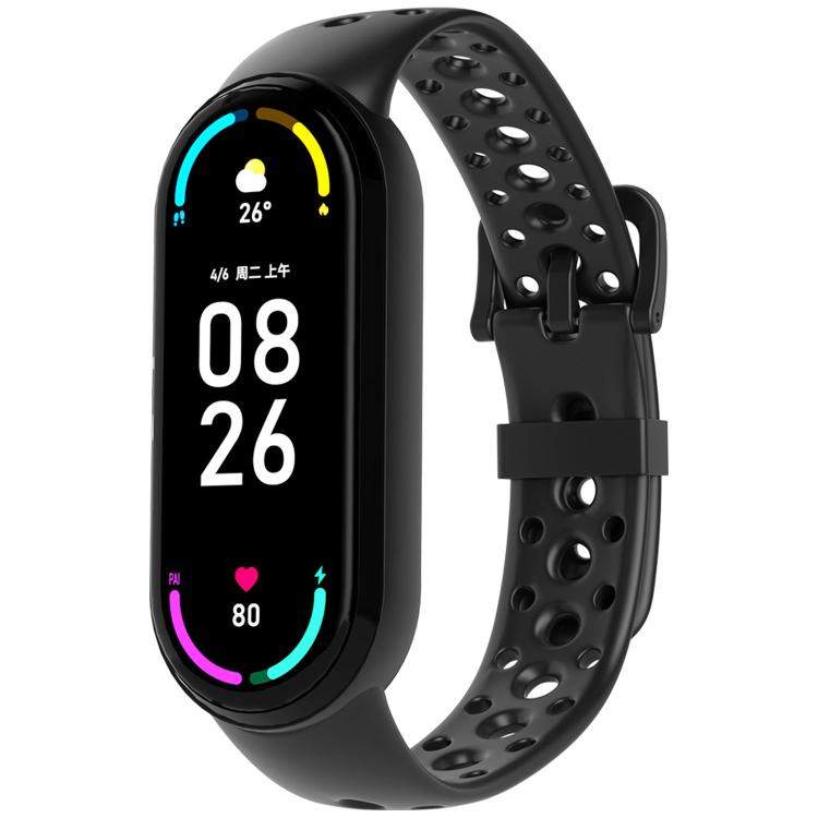 For Xiaomi Smart Band 10 / 9 / 8 Matching Color Pin Buckle Round Holes Silicone Watch Band