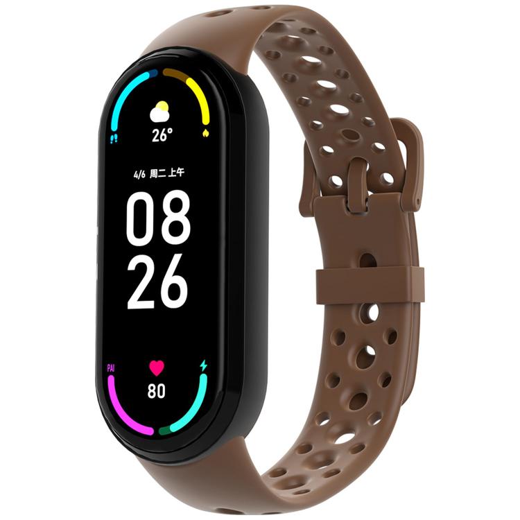 For Xiaomi Smart Band 10 / 9 / 8 Matching Color Pin Buckle Round Holes Silicone Watch Band
