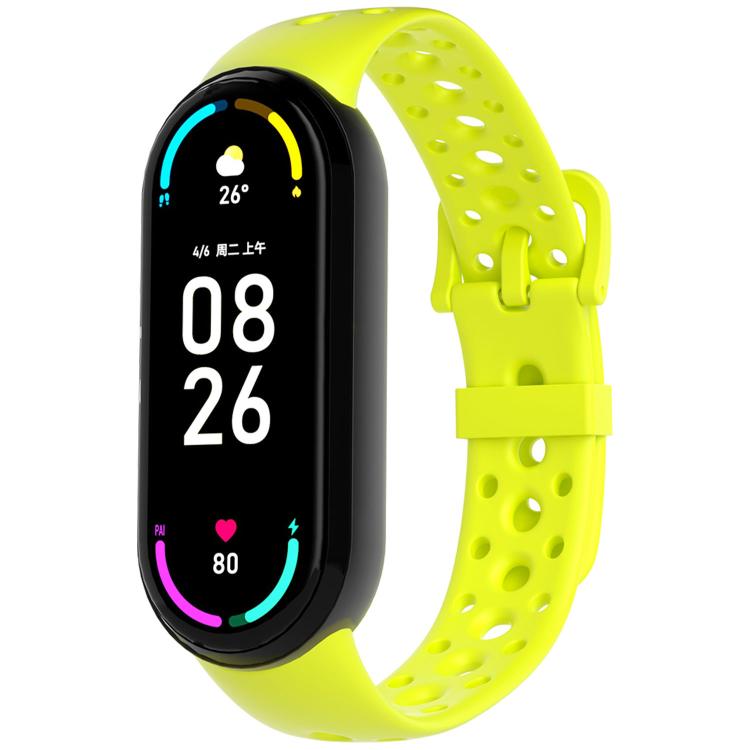 For Xiaomi Smart Band 10 / 9 / 8 Matching Color Pin Buckle Round Holes Silicone Watch Band