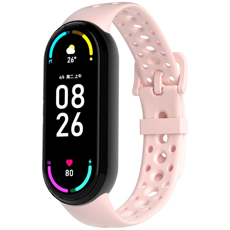 For Xiaomi Smart Band 10 / 9 / 8 Matching Color Pin Buckle Round Holes Silicone Watch Band
