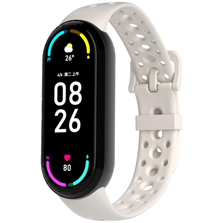 For Xiaomi Smart Band 10 / 9 / 8 Matching Color Pin Buckle Round Holes Silicone Watch Band