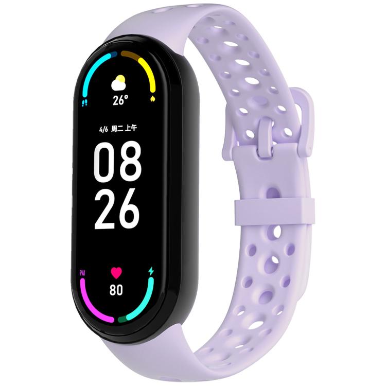 For Xiaomi Smart Band 10 / 9 / 8 Matching Color Pin Buckle Round Holes Silicone Watch Band