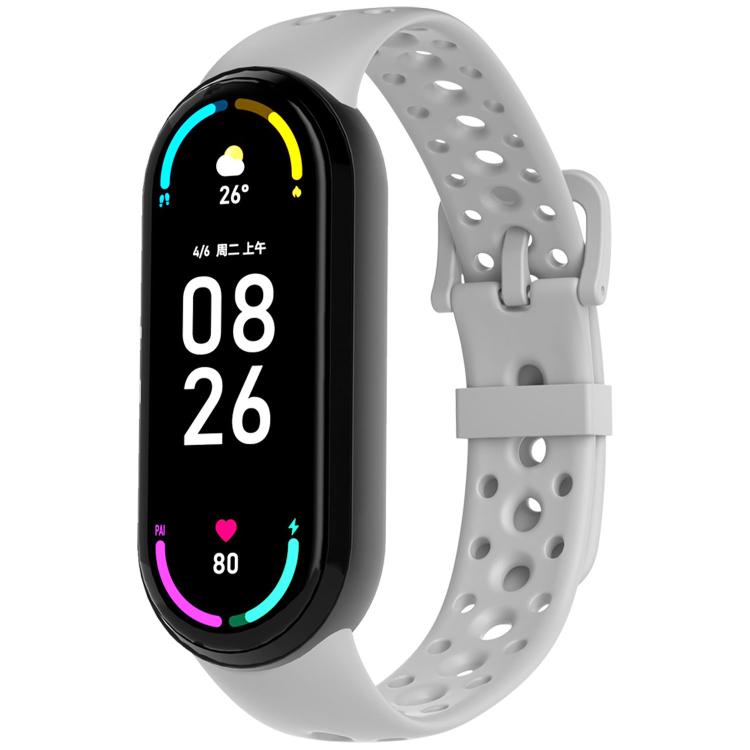 For Xiaomi Smart Band 10 / 9 / 8 Matching Color Pin Buckle Round Holes Silicone Watch Band