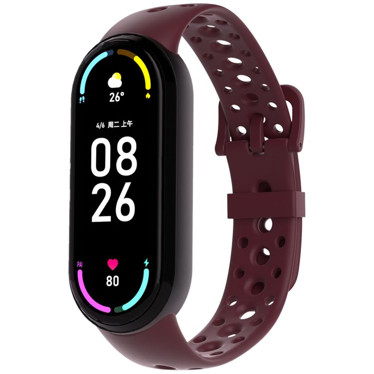 For Xiaomi Smart Band 10 / 9 / 8 Matching Color Pin Buckle Round Holes Silicone Watch Band