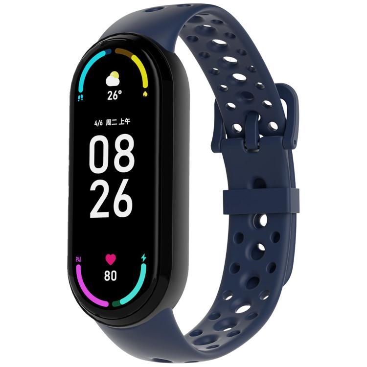 For Xiaomi Smart Band 10 / 9 / 8 Matching Color Pin Buckle Round Holes Silicone Watch Band