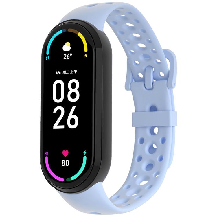 For Xiaomi Smart Band 10 / 9 / 8 Matching Color Pin Buckle Round Holes Silicone Watch Band