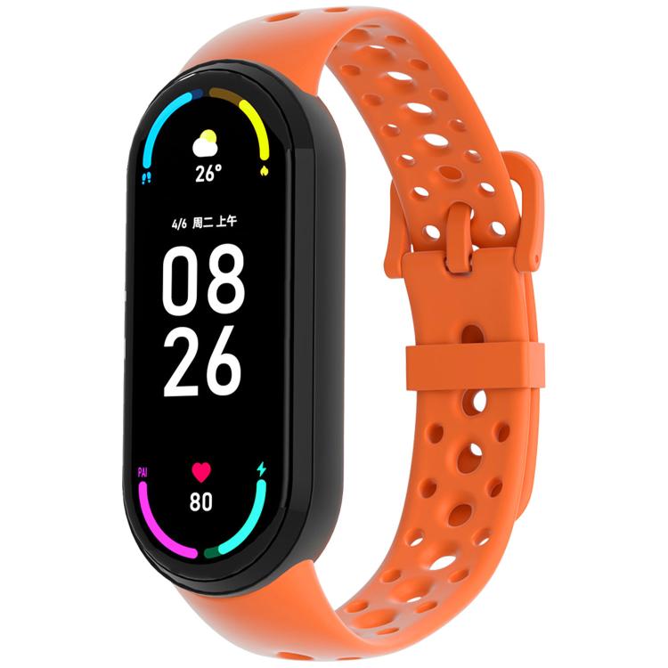 For Xiaomi Smart Band 10 / 9 / 8 Matching Color Pin Buckle Round Holes Silicone Watch Band