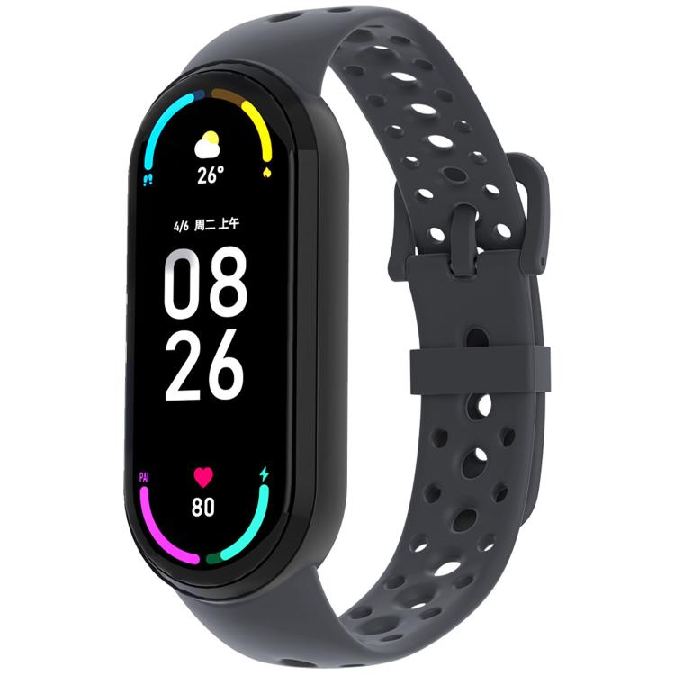 For Xiaomi Smart Band 10 / 9 / 8 Matching Color Pin Buckle Round Holes Silicone Watch Band