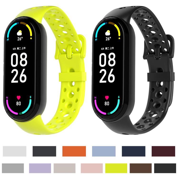 For Xiaomi Smart Band 10 / 9 / 8 Matching Color Pin Buckle Round Holes Silicone Watch Band