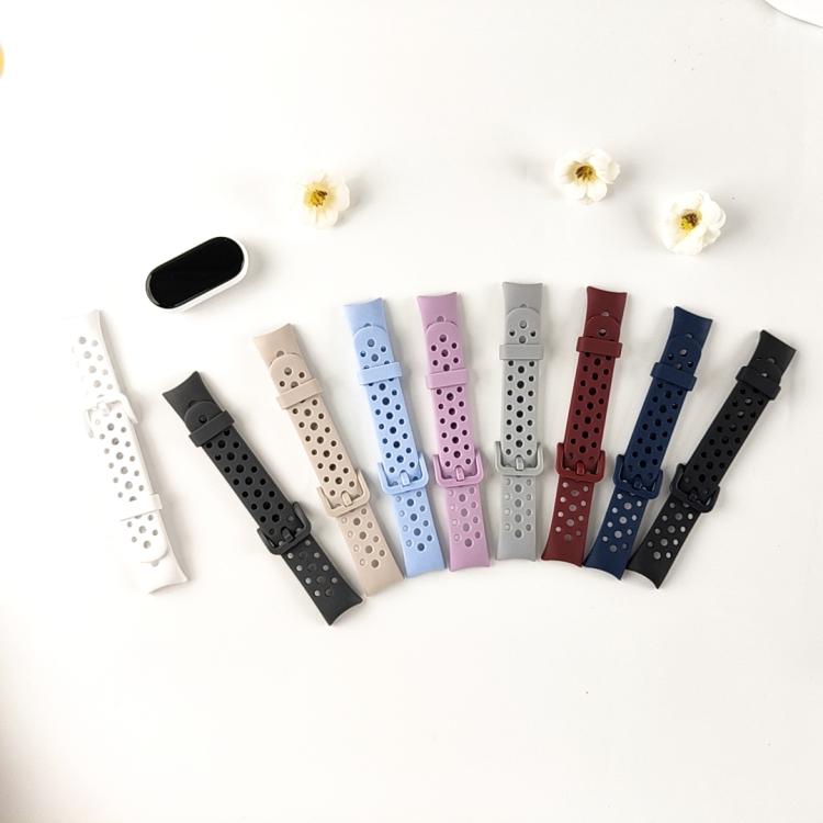 For Xiaomi Smart Band 10 / 9 / 8 Matching Color Pin Buckle Round Holes Silicone Watch Band