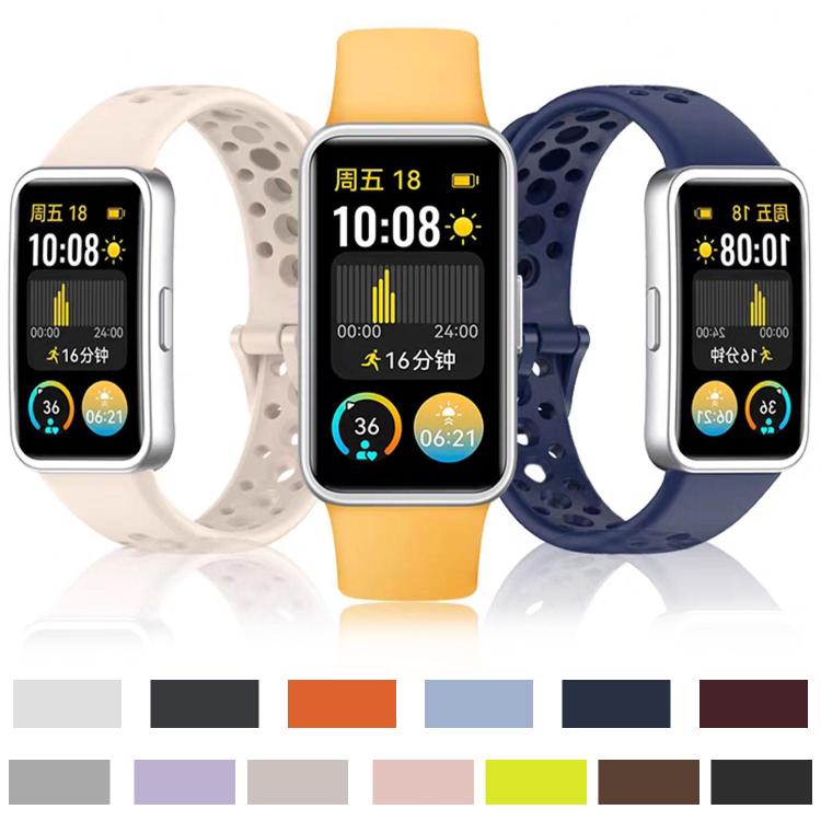 For Huawei Band 10 / 9 / 8 Matching Color Pin Buckle Round Holes Silicone Watch Band