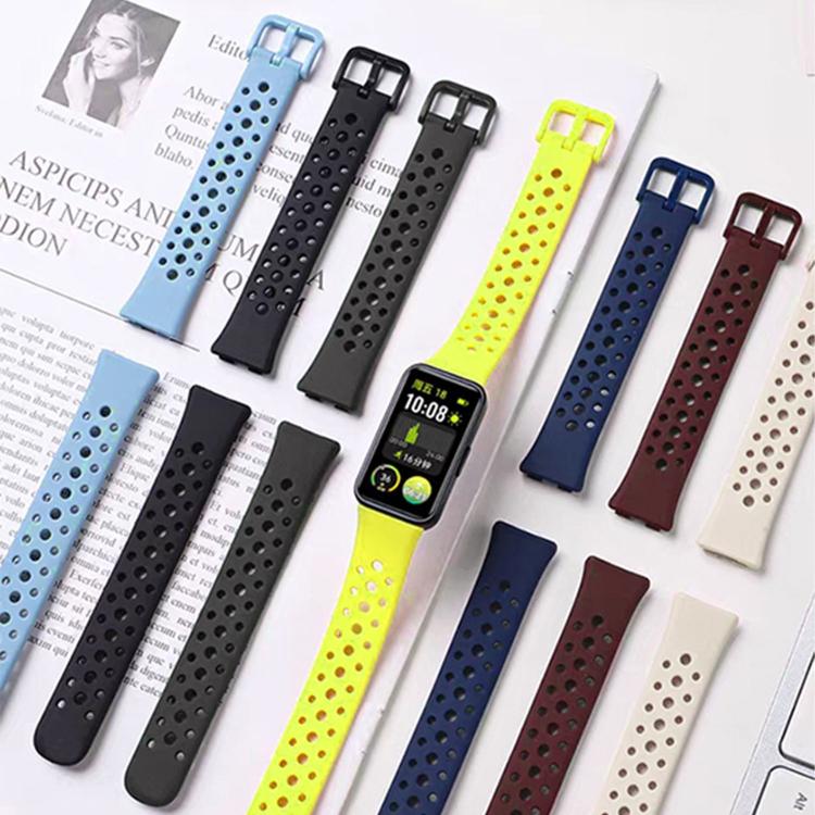 For Huawei Band 10 / 9 / 8 Matching Color Pin Buckle Round Holes Silicone Watch Band