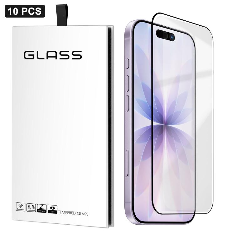 For iPhone 17 10pcs 0.18mm Ultra-Thin Ultrasonic HD Screen-Printed High-Aluminium Thick-Gel Tempered Glass Film