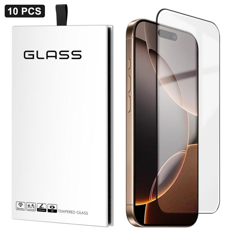 For iPhone 16 Pro 10pcs 0.18mm Ultra-Thin Ultrasonic HD Screen-Printed High-Aluminium Thick-Gel Tempered Glass Film
