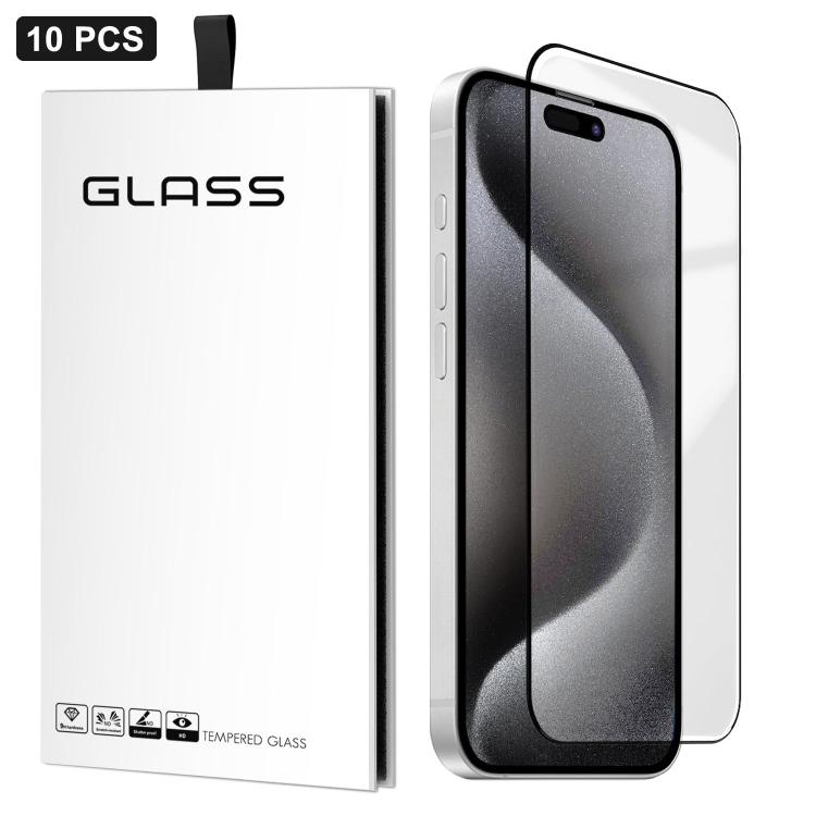 For iPhone 15 Pro 10pcs 0.18mm Ultra-Thin Ultrasonic HD Screen-Printed High-Aluminium Thick-Gel Tempered Glass Film