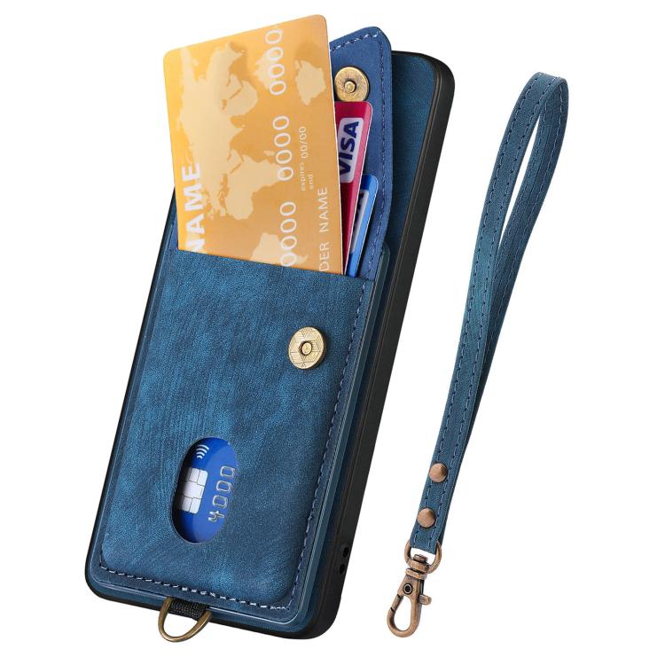 For OnePlus 15 Retro Card Wallet Fold Leather Phone Case with Strap
