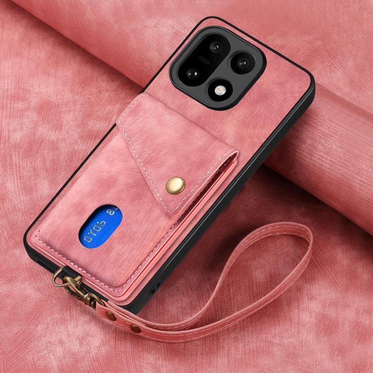 For OnePlus 15 Retro Card Wallet Fold Leather Phone Case with Strap