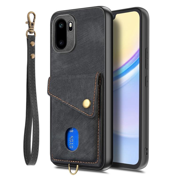 For OnePlus Ace 6 / 6T / 15R Retro Card Wallet Fold Leather Phone Case with Strap