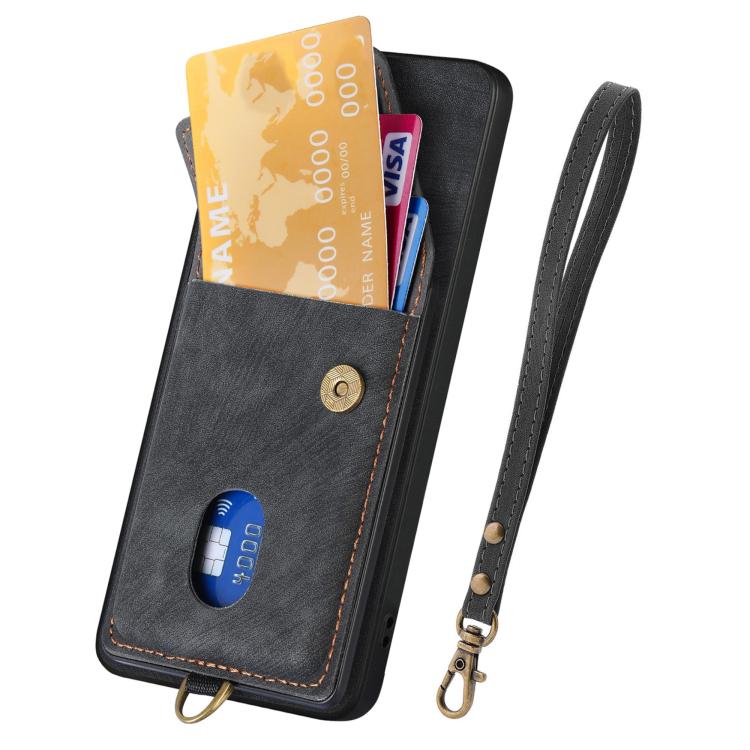 For OnePlus Ace 6 / 6T / 15R Retro Card Wallet Fold Leather Phone Case with Strap