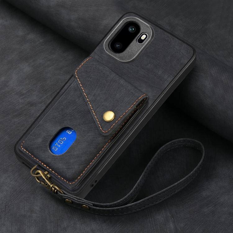 For OnePlus Ace 6 / 6T / 15R Retro Card Wallet Fold Leather Phone Case with Strap