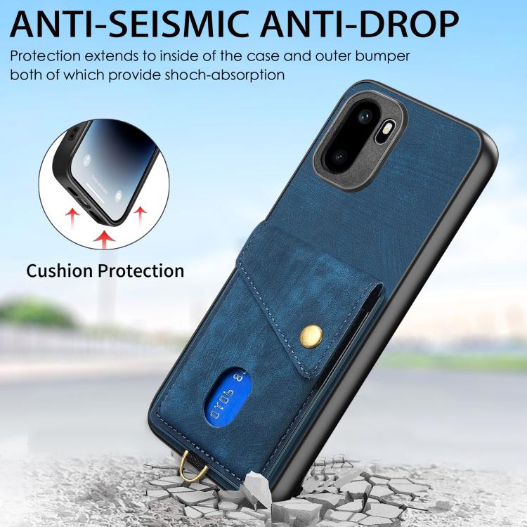 For OnePlus Ace 6 / 6T / 15R Retro Card Wallet Fold Leather Phone Case with Strap