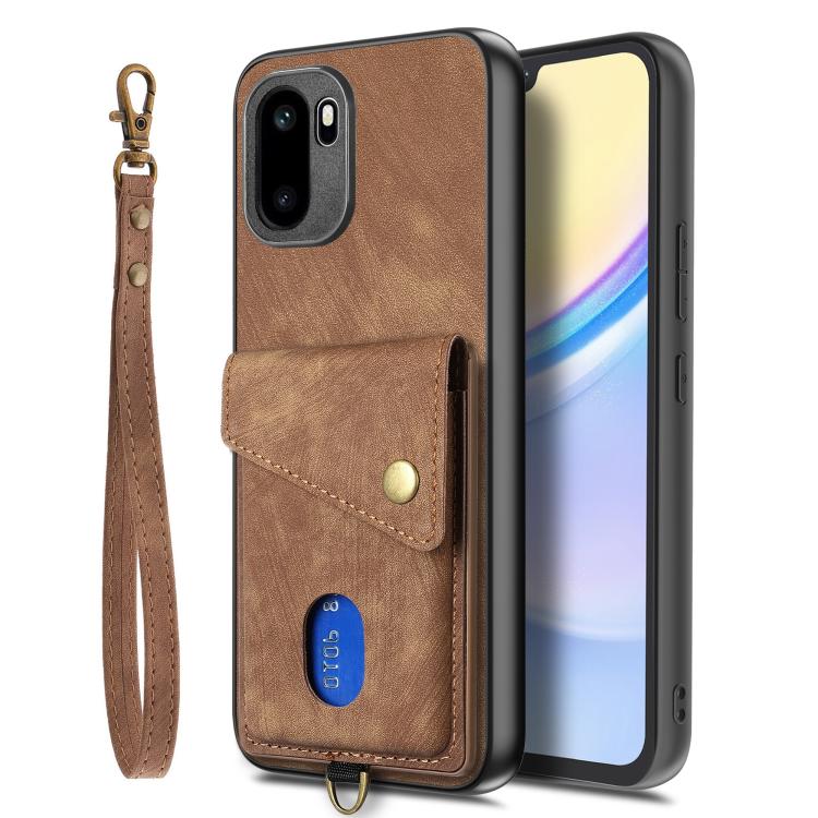 For OnePlus Ace 6 / 6T / 15R Retro Card Wallet Fold Leather Phone Case with Strap