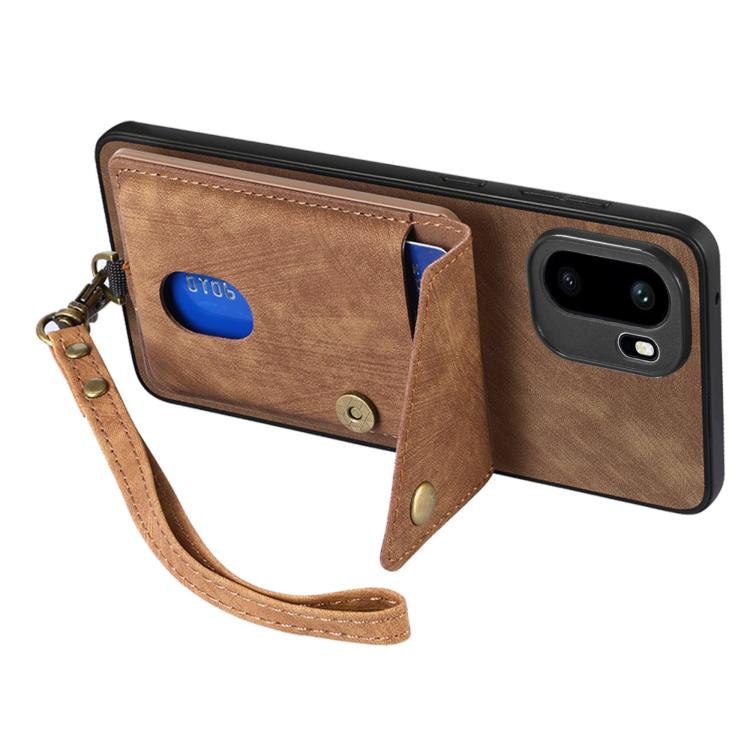 For OnePlus Ace 6 / 6T / 15R Retro Card Wallet Fold Leather Phone Case with Strap
