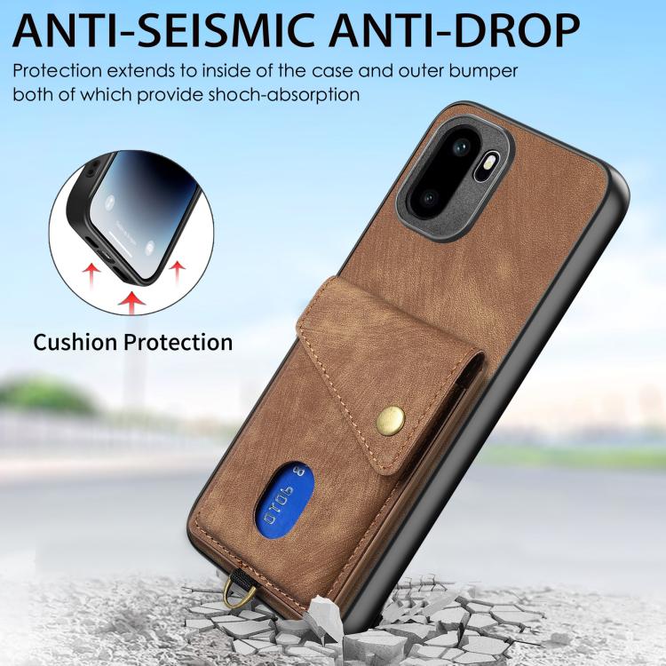 For OnePlus Ace 6 / 6T / 15R Retro Card Wallet Fold Leather Phone Case with Strap
