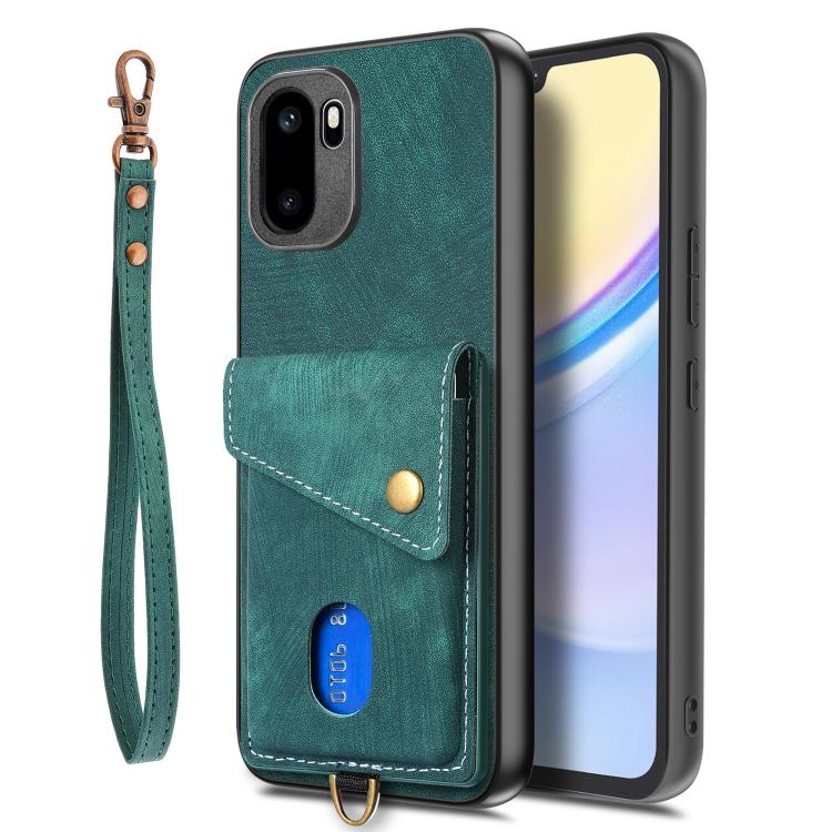 For OnePlus Ace 6 / 6T / 15R Retro Card Wallet Fold Leather Phone Case with Strap