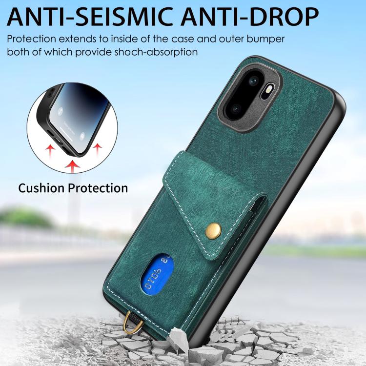 For OnePlus Ace 6 / 6T / 15R Retro Card Wallet Fold Leather Phone Case with Strap