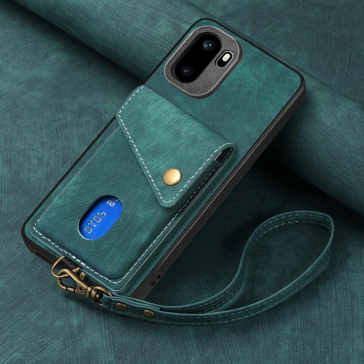 For OnePlus Ace 6 / 6T / 15R Retro Card Wallet Fold Leather Phone Case with Strap