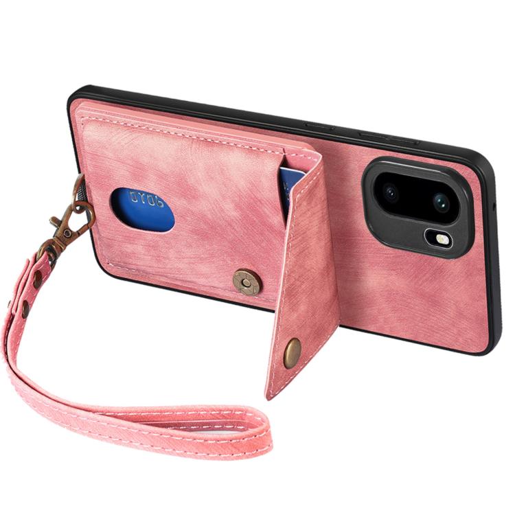 For OnePlus Ace 6 / 6T / 15R Retro Card Wallet Fold Leather Phone Case with Strap