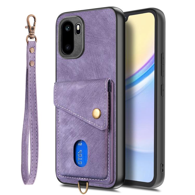 For OnePlus Ace 6 / 6T / 15R Retro Card Wallet Fold Leather Phone Case with Strap