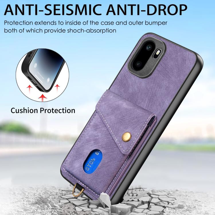 For OnePlus Ace 6 / 6T / 15R Retro Card Wallet Fold Leather Phone Case with Strap